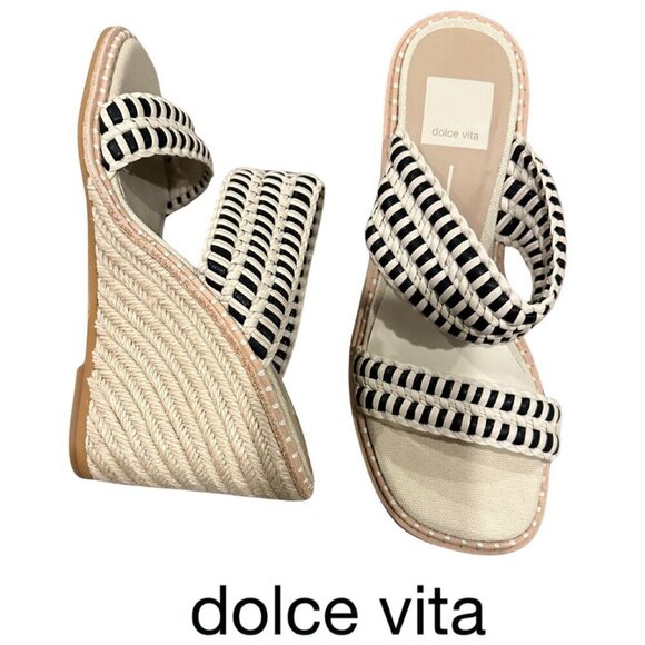 Dolce Vita Abigail Espadrille Wedge Sandals | Size 7 | NWOB | Black and Tan - Picture 4 of 15